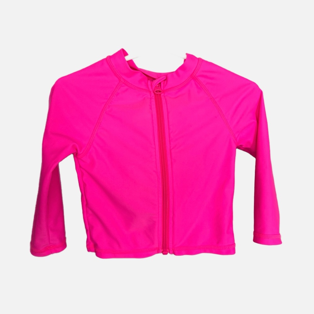 Swim Zip zippered Rash guard UPF 50 - neon pink